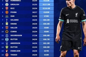 德转列英超球队历史转会费标王：维尔茨领衔，恩佐、格拉利什在列