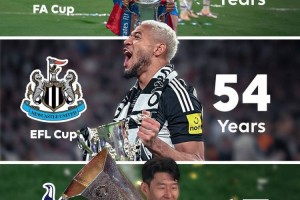 破荒之年！英超官推晒海报，祝贺纽卡、水晶宫和热刺终结冠军荒