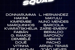 巴黎客战阿森纳名单：登贝莱领衔，阿什拉夫、K77在列&姆巴耶回归