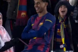 超级世界波！亚马尔凌空侧钩破门斩获2026西甲首球，弗里克狂喜庆祝