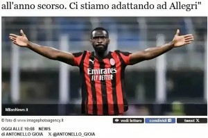 意甲：米兰球员托莫里接受采访时表示，我会努力适应阿莱格里的战术，去竞争主力位置