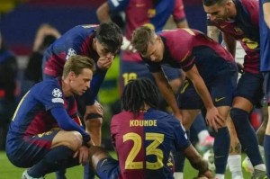 巴萨铁人孔德腿筋受伤缺席关键比赛，或将错过欧冠次回合及国家德比