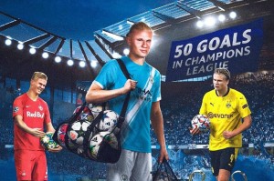 哈兰德欧冠进球50粒,挑战C罗纪录需注重身体素质 哈兰德欧冠进球50粒,挑战C罗纪录需注重身体素质