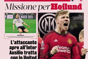 国米欲3800万先租后买霍伊伦德！曼联已说服其离队，争取踢世俱杯